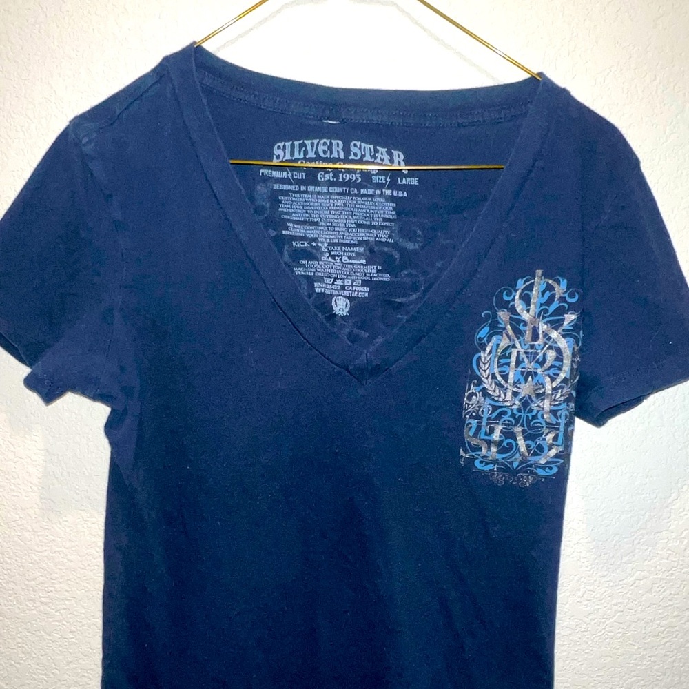 Navy blue, size M Silver Star VNeck tshirt